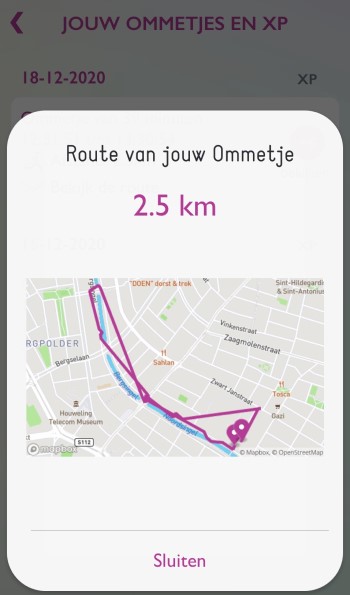 Gelopen route in Ommetje
